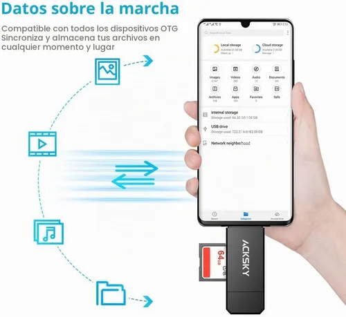 Vista 4 de Lector de tarjetas SD USB C y adaptador micro SD USB 3.0, lector de tarjetas de memoria de alta velocidad para SD/Micro SD/SDHC/SDXC/MMC, lector