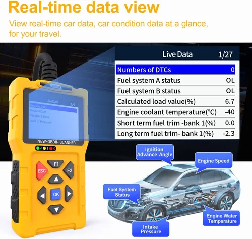 Vista 3 de Escáner T600 OBD2 - Compruebe el lector de códigos de luz del motor, lectura y borra códigos de falla, prueba de batería y datos en vivo, más