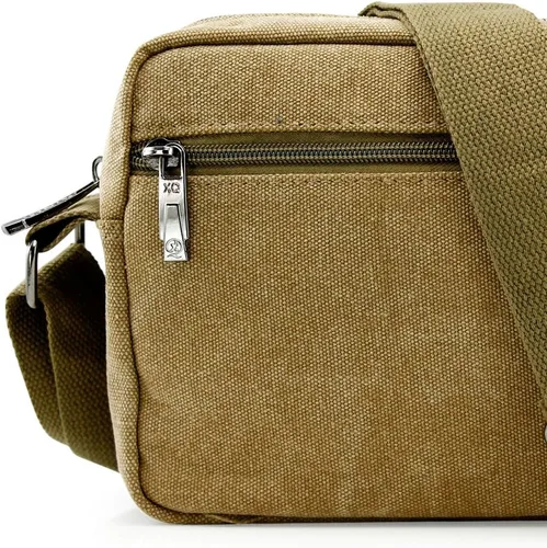 Vista 6 de GEARONIC TM - Bolso bandolera de lona para hombre, estilo vintage, para la escuela, senderismo, militar, viajes, bolsa de hombro
