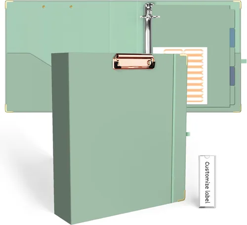 Vista 22 de EYROZILL Mini carpeta de 3 anillas, 5.5" x 8.5", de 1 pulgada con bolsillos, carpeta con portapapeles para estilo de cabello del cliente, estuche