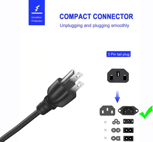Vista 3 de Cable de alimentación compatible con olla a presión eléctrica de olla instantánea, olla arrocera, olla rápida de energía, microondas, máquina