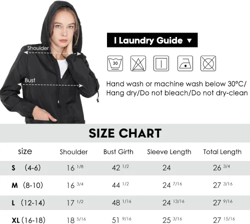 Vista 7 de Chubasquero para mujer, chaqueta ligera, impermeable, rompevientos plegable, para exteriores