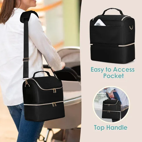 Vista 5 de Fasrom - Bolsa de extractor de leche portátil, bolsa de bombeo con compartimento enfriador Compatible with Momcozy, Eufy and Medela Hands Free