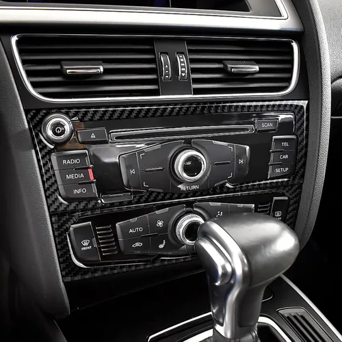 Vista 8 de Adhesivos para panel de CD de aire acondicionado para Audi A4 A5 S4 S5 RS4 RS5 Q5 accesorios de fibra de carbono interior pegatinas, estilo B