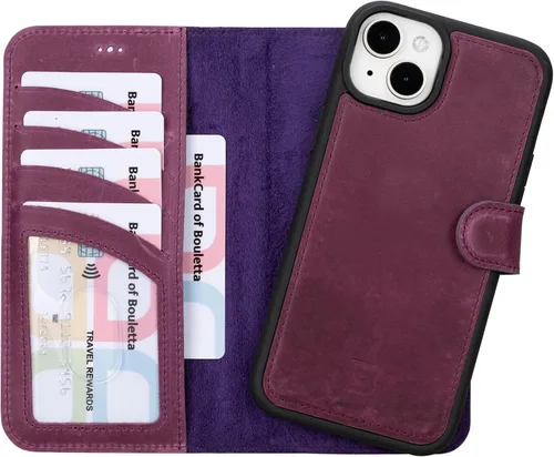 Vista 46 de BOULETTA Magsafe - Funda para iPhone 15 compatible con cuero de grano completo, magnética, desmontable, cartera para teléfono (2 en 1), 4 tarjeteros