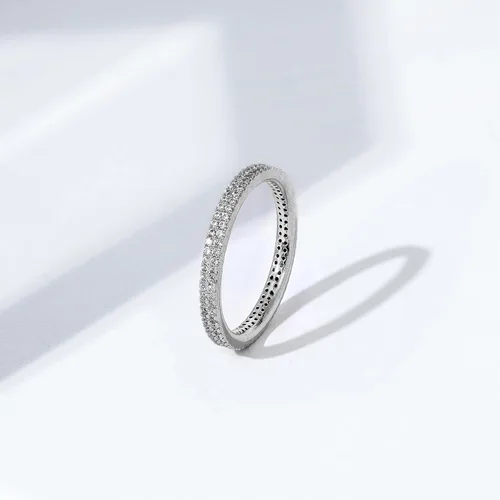 Vista 5 de Tienda Essentials Anillo de eternidad de doble fila chapado en oro de 14 quilates o rodio