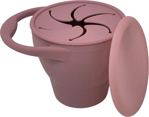 Vista 12 de BraveJusticeKidsCo - Snack Attack Cup - Contenedor de bocadillos de silicona plegable, recipiente para snacks para bebés y niños pequeños