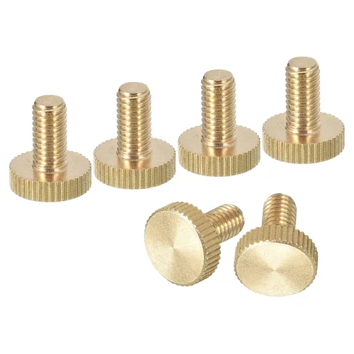 Vista 35 de uxcell Tornillos moleteados M3x4mm, 4 piezas de cabeza moleteada plana totalmente roscados, tornillos de latón para pulgar, pernos de agarre Fully