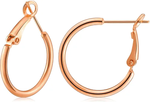 Vista 24 de Gacimy Aretes de aro de oro para mujer, aros finos chapados en oro de 14 Negro