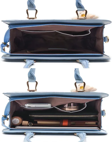 Vista 26 de Bolsos de mano de moda para mujer, bolsa de hombro, asa superior, bolsa de mano, juego de 4 piezas