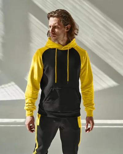 Vista 5 de Conjunto deportivo de 2 piezas para hombre, sudadera casual con capucha para hombre, atlético, deportivo, manga larga, conjunto de traje para trotar