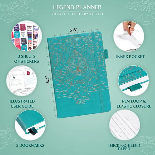Vista 2 de Legend Planner - Edición de organizador por hora - Organizador semanal y diario de lujo con espacio para las horas. Agenda de administración