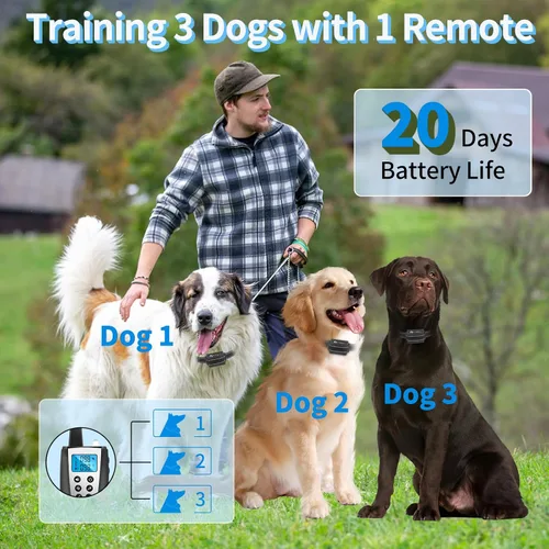 Vista 4 de Collar de ladrido de perro 2 en 1 y collar de entrenamiento – Combo inteligente de collar de ladrido y choque, collar automático de ladridos