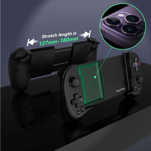 Vista 3 de ShanWan Mobile Game Controller for iphone/Android with PHONE CASE Support, Bluetooth Wireless Gamepad - PS Remote Play, Xbox Cloud, Steam Link
