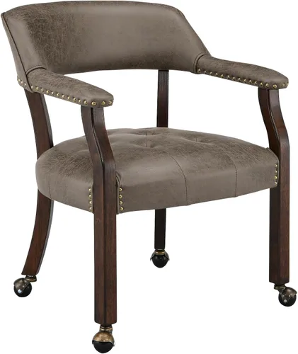 Vista 24 de LEEMTORIG Sillas de comedor con ruedas y brazos, Sillas de comedor con ruedas, Sillas de mesa de póker, Sillas de madera maciza Boss Caption's Patas