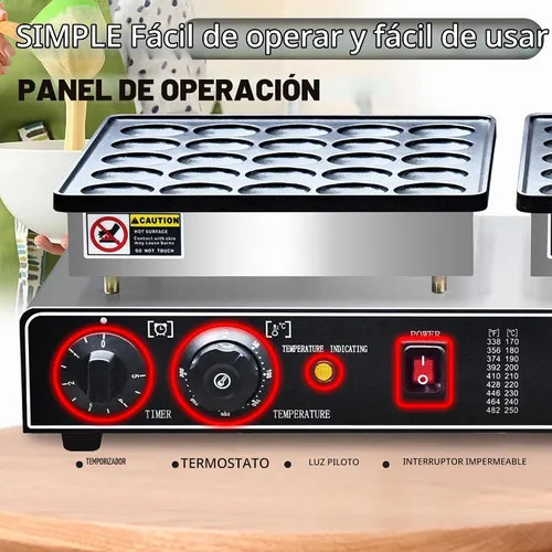 Vista 6 de Mini máquina eléctrica de panqueques de 1900 W, 50 piezas comerciales, mini panqueques holandeses, parrilla holandesa de 1.8 pulgadas