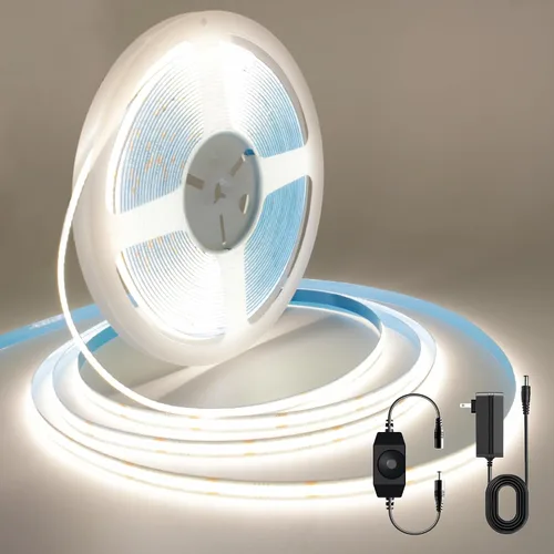 Vista 15 de Tira LED COB, tira de luz LED COB blanca cálida de 16.4 pies, tira de luz LED regulable de 2700 K, CRI92+, 0.315 in de ancho, cinta LED flexible
