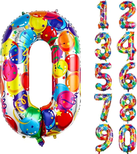 Vista 73 de Globos gigantes de helio de aluminio de 40 pulgadas, color negro, globos digitales grandes del número 0 para decoración de fiesta de cumpleaños