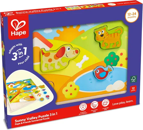 Vista 11 de Hape 3 – 1 Kids Pepe & Friends – Puzzle de madera Puzzle (3 piezas)