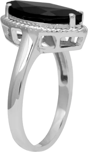 Vista 2 de Anillo solitario de plata esterlina 925 con piedra preciosa de ónix negro con forma marquesa (6.5), Gema, Ónix
