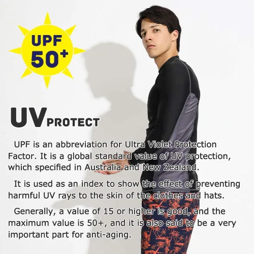 Vista 3 de Actleis Camiseta de natación de manga larga para hombre, protección solar UPF50+, secado rápido