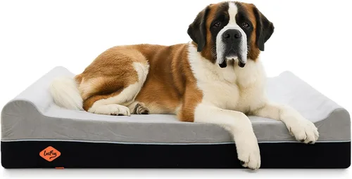 Vista 24 de Laifug Cama ortopédica de espuma viscoelástica para perros con forro duradero a prueba de agua y funda extraíble lavable (grande