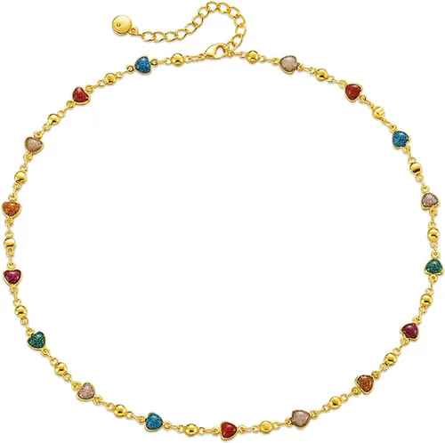 Vista 51 de Gargantilla con cuentas para mujer, chapada en oro de 18 quilates, gargantilla delicada para mujer