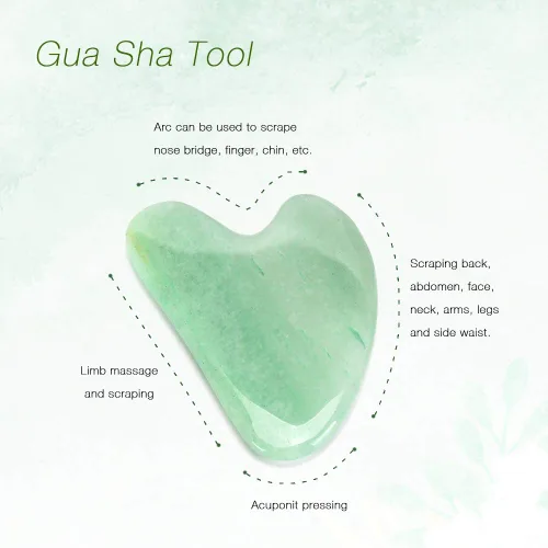 Vista 7 de NEUTRIHERBS Jade Gua Sha y rodillo facial y suero de vitamina C Set de herramientas faciales (kit 3 en 1), masajeador facial casero para arrugas