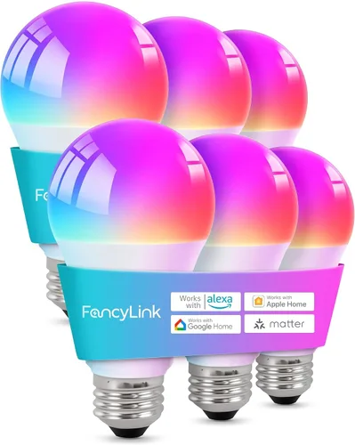 Vista 11 de Matter - Bombillas inteligentes, bombilla que cambia de color, requiere concentrador, A19 60W, WiFi de 2.4 GHz, compatible con Alexa Google