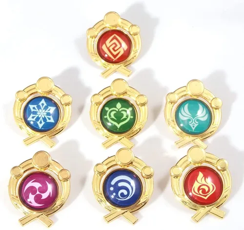 Vista 3 de Genshin Impact Vision Broche Pines Broche luminoso Ojo de Dios Accesorios para proyectos de juego para mujer