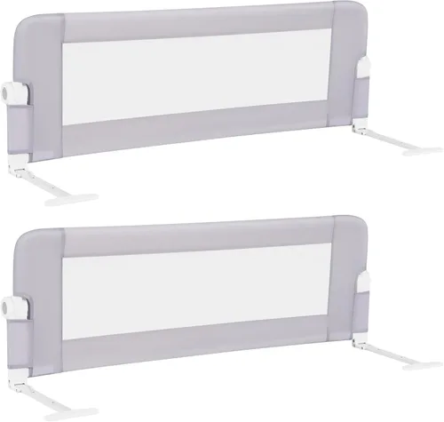 Vista 15 de BABY JOY - Barandillas de cama para niños pequeños, extralargas, protector de cama de seguridad abatible para cuna convertible, barandilla plegable