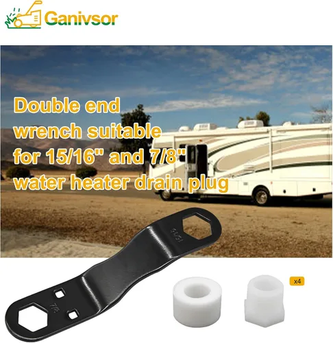 Vista 7 de Ganivsor Kit de tapón y llave de drenaje para calentador de agua para caravana, tapones de drenaje para calentador de agua, adecuado para tapones
