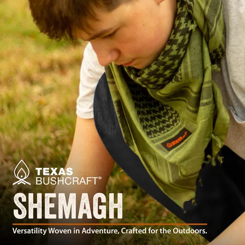 Vista 2 de Texas Bushcraft Tactical Shemagh - Auténtico Keffiyeh 100% algodón para tu equipo de camping, senderismo y mochilero
