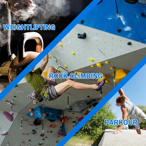 Vista 7 de Bolsa de tiza de escalada en roca con cierre de cordón, bolsillo con cremallera de gran capacidad para boulder, levantamiento de pesas, gimnasia