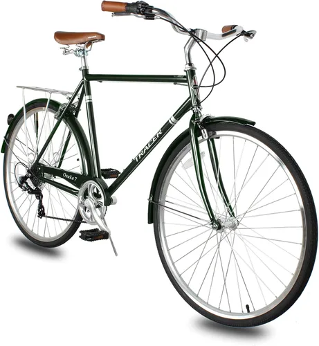 Vista 30 de Tracer Osaka - Bicicletas híbridas, marco de acero, Shimano Nexus Inter 3/7 velocidades, agarre marrón asiento marrón, bicicleta de carretera
