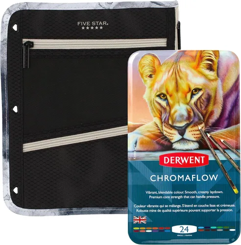 Vista 9 de Paquete de 12 lápices de colores Chromaflow de Derwent de 0.157 in de ancho (2305856) + bolsa con cremallera de cinco estrellas, bolsa para lápices