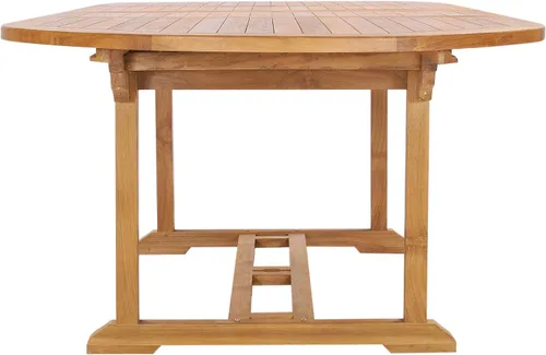 Vista 7 de Mesa de extensión doble ovalada para patio al aire libre, hecha de madera maciza de teca de grado A