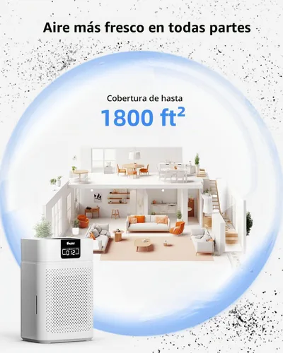 Vista 3 de Purificador de aire para habitación grande del hogar, purificador de aire HEPA VEWIOR para dormitorio cubre hasta 1800ft² con difusor de aceites
