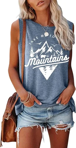 Vista 2 de Camiseta sin mangas para mujer, diseño de aventura y vacaciones, con diseño de animales y paisajes naturales