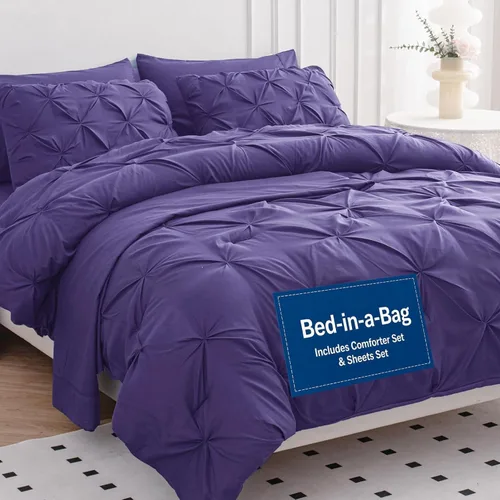 Vista 25 de LANE LINEN Juego de edredón individual de 5 piezas - Ropa de cama con diseño clásico de puntada pintuck - con 1 edredón, 1 funda de almohada, 1