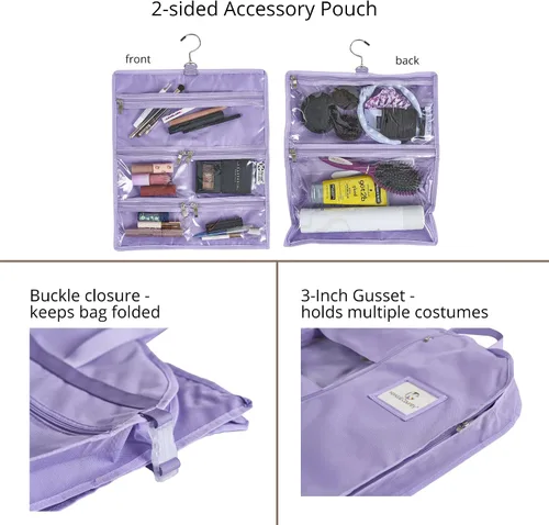 Vista 3 de Bolsa de ropa colgante impermeable con bolsa de accesorios bolsa de ropa de lujo de 52 pulgadas con refuerzo 4 bolsillos y cremallera lateral