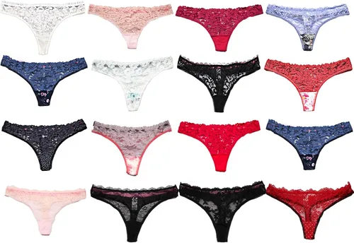 Vista 7 de ADOVAKKER Womens Thong Cotton Sexy Lace T Back Panties Underwear Pack of 6 Multicolored B-M