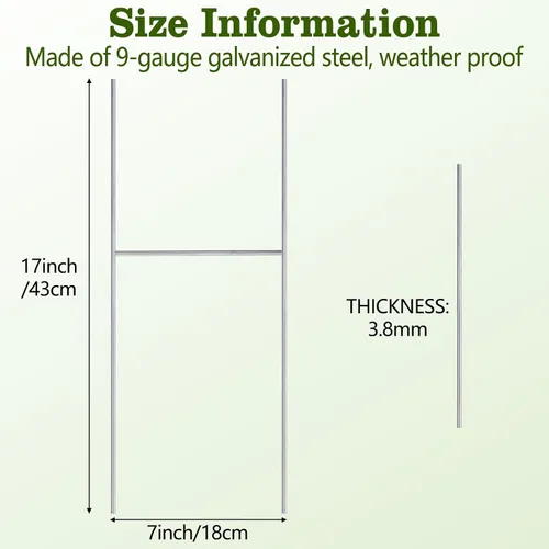 Vista 4 de Remiawy Estacas de metal para letreros de patio, 17 x 7 pulgadas, soporte para letrero de patio para suelo al aire libre, paquete de 10 estacas