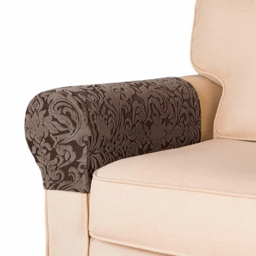 Vista 4 de SXNING Fundas elásticas para reposabrazos de elastano para sillas, sofá, sillón, fundas para sofá reclinable, 2 unidades (gris 2)