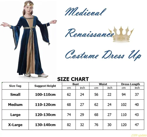 Vista 5 de LMYOVE Disfraz medieval renacentista para niñas
