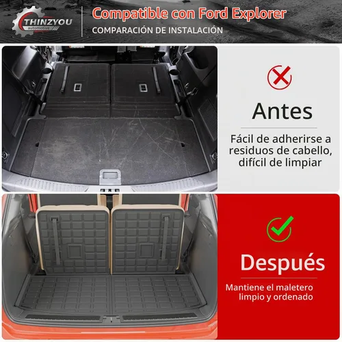 Vista 2 de Cargo Mat with 3rd Row Backrest Mat for 2020-2026 Ford Explorer