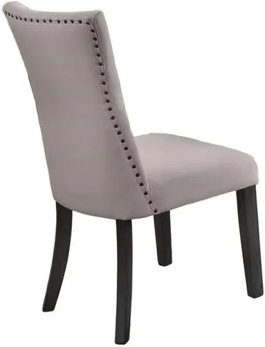 Vista 6 de Best Quality Furniture Juego de comedor de madera gris 7pc con asientos de tela de lino gris claro