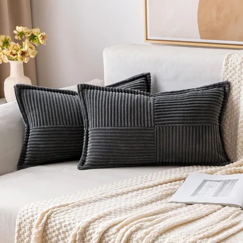 Vista 68 de MIULEE - Juego de 2 fundas de almohada beige de 12 x 12 pulgadas con entretejido, fundas de almohada a rayas bohemias supersuaves con textura