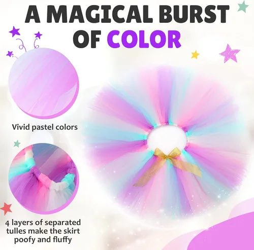 Vista 4 de Unicorn Birthday Outfit for Girl Unicorn Tutu Dress Birthday Girl Shirt with Headband