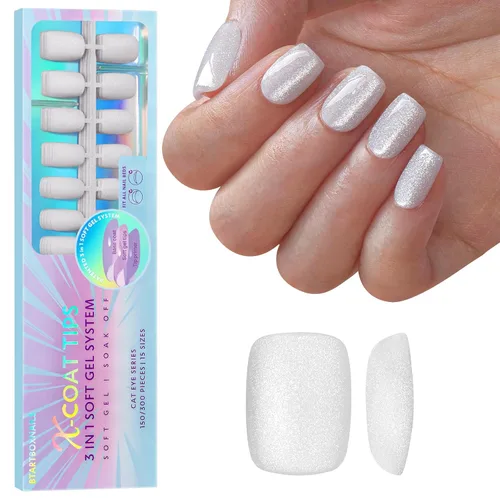 Vista 10 de BTArtboxnails XCOATTIPS - Punta francesa blanca a presión, cuadrado L, purpurina rosa Lamp-Curable 4-Week Wear, Salon Quality Value at Home